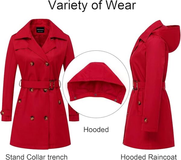 Limited Time Deal 10% OFF Women's Trench Coat Double-Breasted Classic Lapel - Image 3