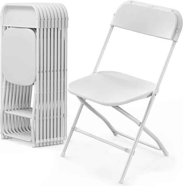 Limited Time Deal 32% OFF White Plastic Folding Chair, Indoor Outdoor Portable