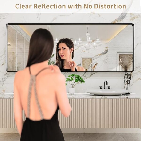 Limited Time Deal 20% OFF Black Metal Framed Bathroom Mirror for Wall - Image 3