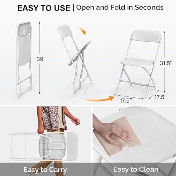 Limited Time Deal 32% OFF White Plastic Folding Chair, Indoor Outdoor Portable - Image 2