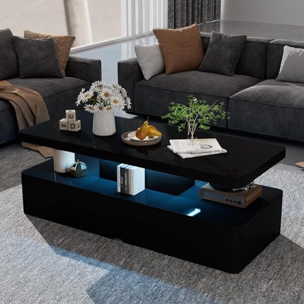 Limited Time Deal 13% OFF Modern Stylish Coffee Table with 16 Colors LED Lights