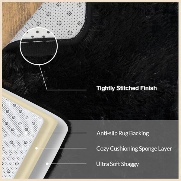 Limited Time Deal 51% OFF Large Fluffy Black Rugs for Bedroom - Image 2