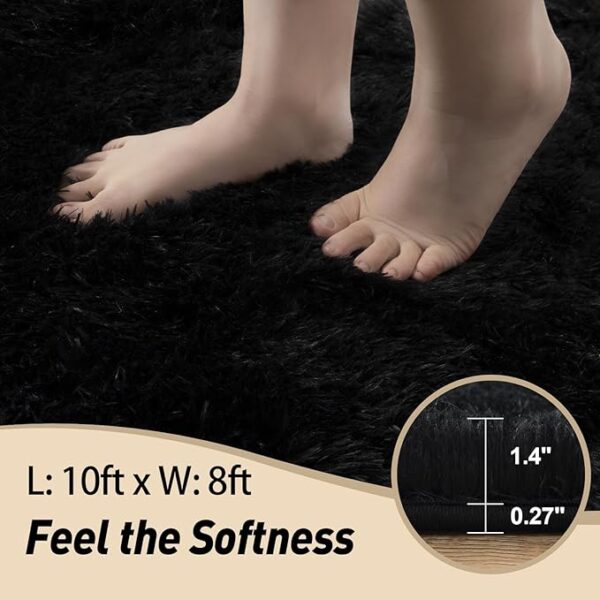 Limited Time Deal 51% OFF Large Fluffy Black Rugs for Bedroom - Image 3