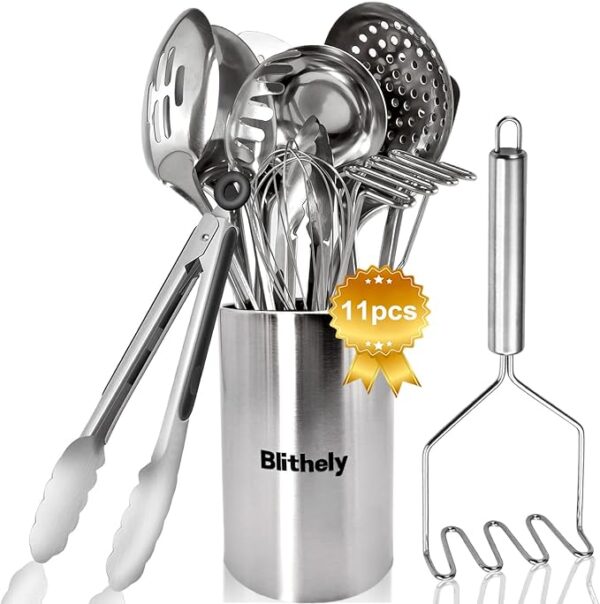 Limited Time Deal 13% OFF Utensils Set for Cooking with Masher, Skimmer, Spoons