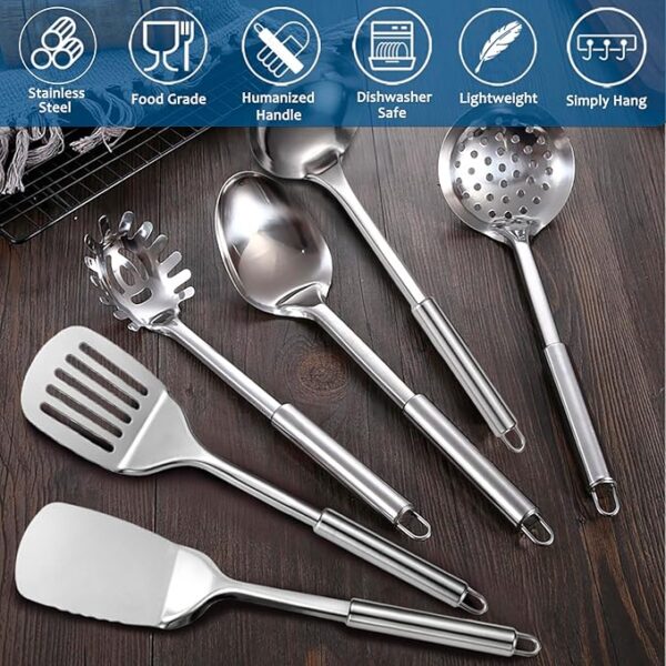 Limited Time Deal 13% OFF Utensils Set for Cooking with Masher, Skimmer, Spoons - Image 3